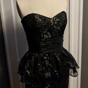 Betsey Johnson Strapless Peplum Lace Dress